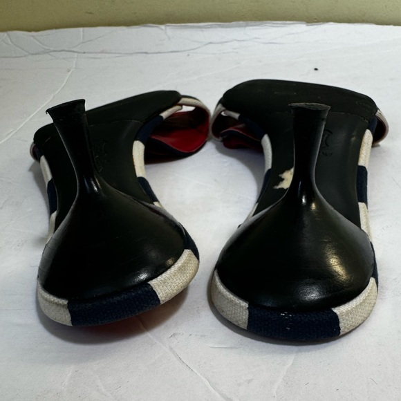 Moschino Vintage Y2K Poppy Floral Striped Kitten Heel Mules Slides Sandals Shoe - Picture 16 of 16